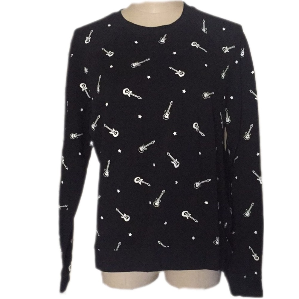 Forever 21 Black Guitar Long Sleeve Sz M